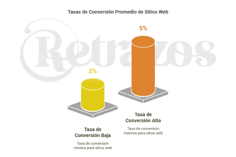 Convertir visitantes en clientes. Tasas de conversión promedio de sitios web